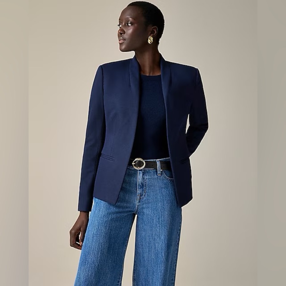 J. Crew Cropped Navy‎ Blazer in City Twill.
